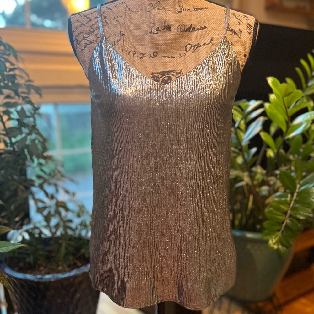 Dressy Metallic Silver Spaghetti Strap Top